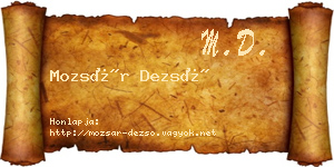 Mozsár Dezső névjegykártya